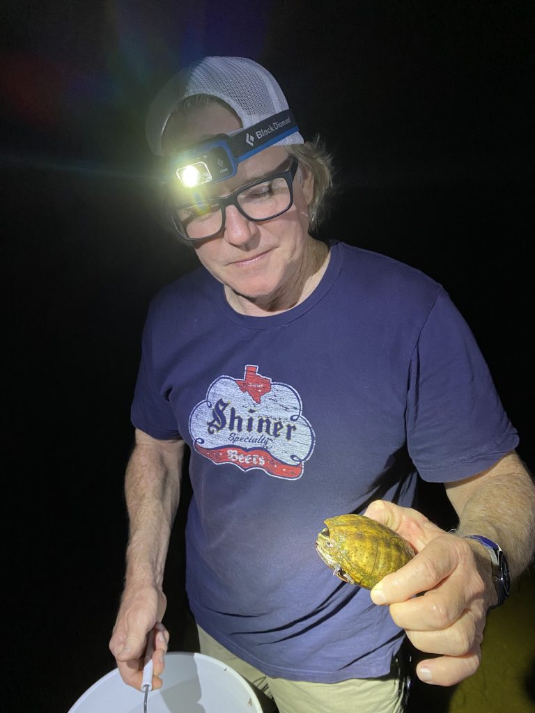 Board member Matt Erpenbeck found an old striped mud turtle (Kinosternon baurii) out hunting for dinner